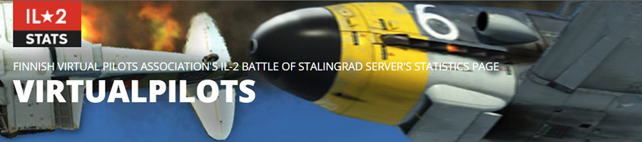 Finnish Virtual Pilot's Association's IL-2 Sturmovik Great Battles server's statistics pages.